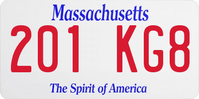 MA license plate 201KG8
