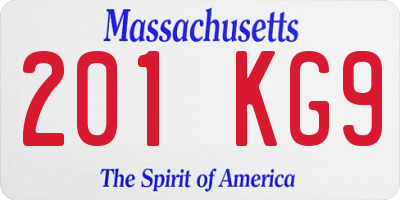 MA license plate 201KG9