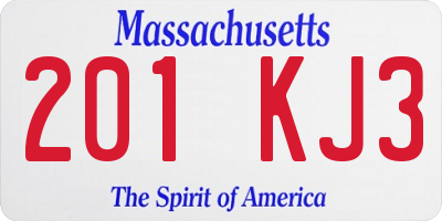MA license plate 201KJ3