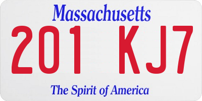 MA license plate 201KJ7