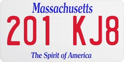 MA license plate 201KJ8