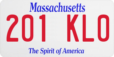 MA license plate 201KL0