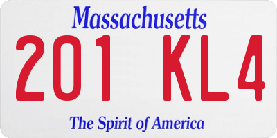 MA license plate 201KL4