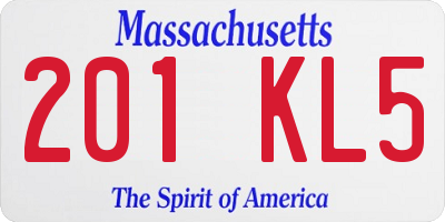 MA license plate 201KL5