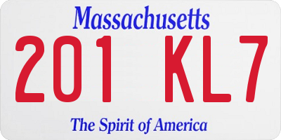 MA license plate 201KL7