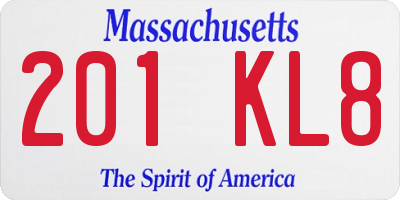 MA license plate 201KL8