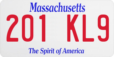 MA license plate 201KL9