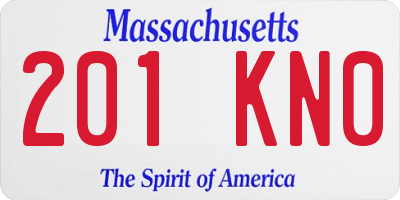 MA license plate 201KN0