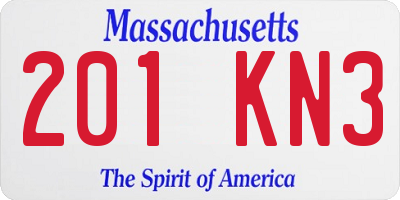 MA license plate 201KN3