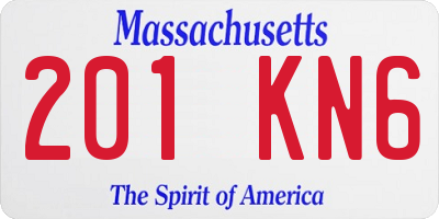 MA license plate 201KN6