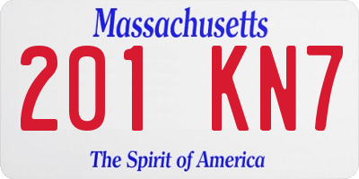 MA license plate 201KN7