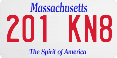 MA license plate 201KN8