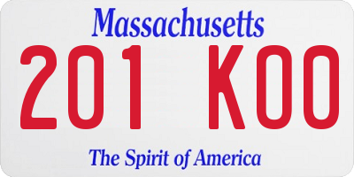 MA license plate 201KO0