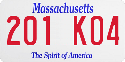 MA license plate 201KO4