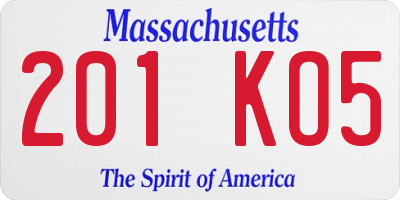 MA license plate 201KO5
