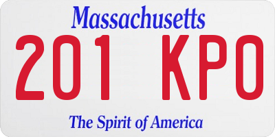 MA license plate 201KP0