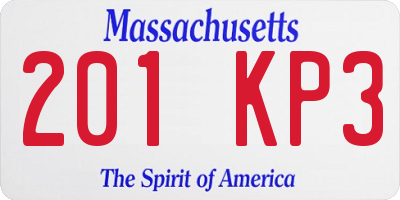 MA license plate 201KP3