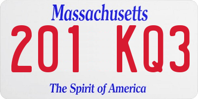 MA license plate 201KQ3