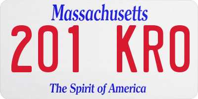 MA license plate 201KR0