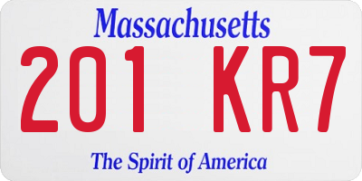 MA license plate 201KR7