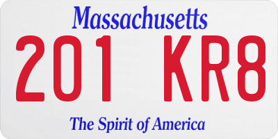MA license plate 201KR8
