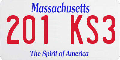 MA license plate 201KS3