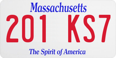 MA license plate 201KS7