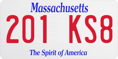 MA license plate 201KS8