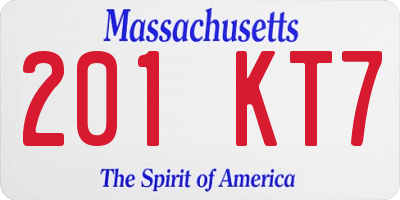 MA license plate 201KT7