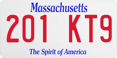 MA license plate 201KT9