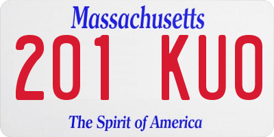 MA license plate 201KU0
