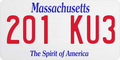 MA license plate 201KU3