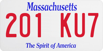 MA license plate 201KU7