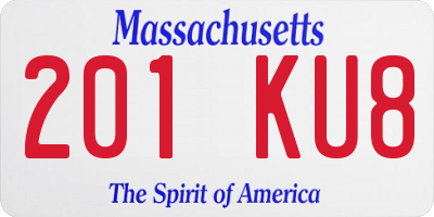 MA license plate 201KU8