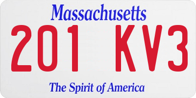 MA license plate 201KV3