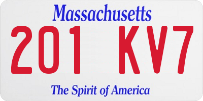 MA license plate 201KV7