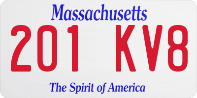 MA license plate 201KV8