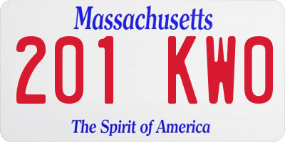 MA license plate 201KW0