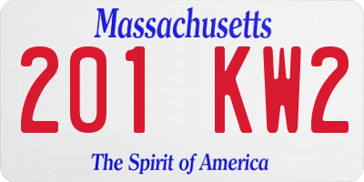 MA license plate 201KW2