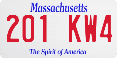 MA license plate 201KW4