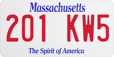 MA license plate 201KW5