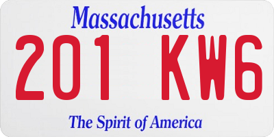 MA license plate 201KW6