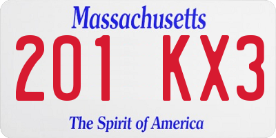 MA license plate 201KX3