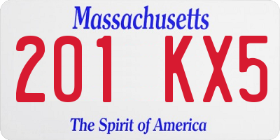 MA license plate 201KX5