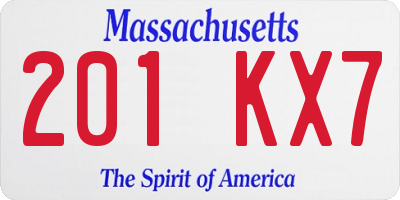 MA license plate 201KX7