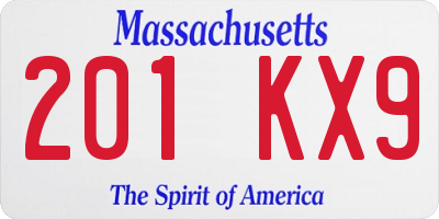 MA license plate 201KX9