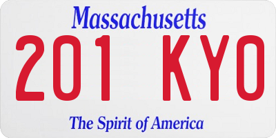 MA license plate 201KY0