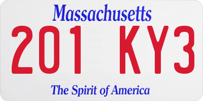 MA license plate 201KY3