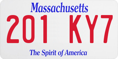 MA license plate 201KY7