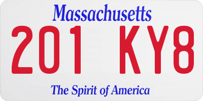 MA license plate 201KY8